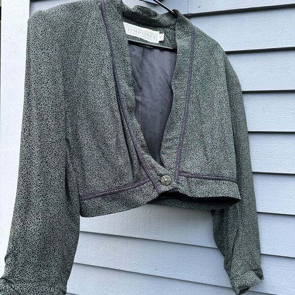 Marsha Brander VINTAGE matching set skirt suit hunter green antique size 12 - Picture 7 of 8